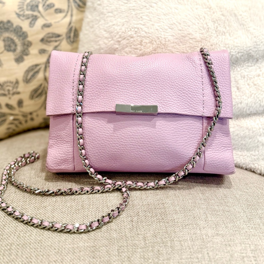 NWOT Ted Baker Pink Pebbled Leather Parson Chain Crossbody Bag